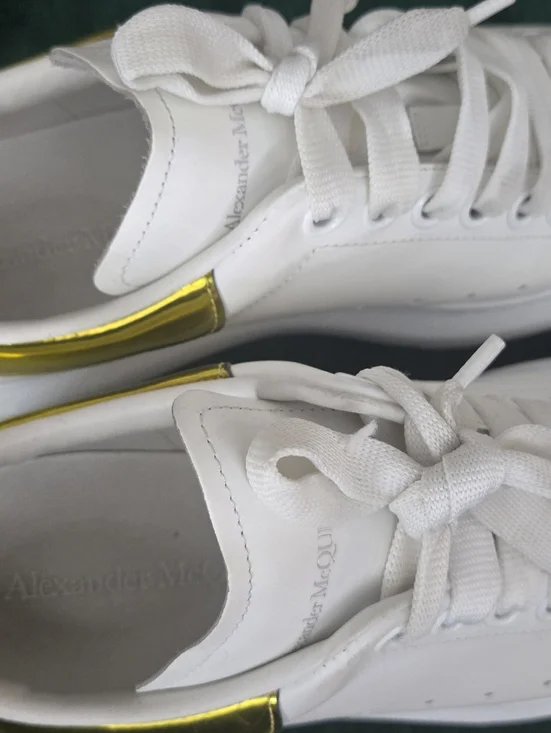 ALEXANDER MCQUEEN WOMAN OVER SIZE WHITE/GOLD SHOES RARE MODEL SIZE 38 1/2 **** - Picture 9 of 11